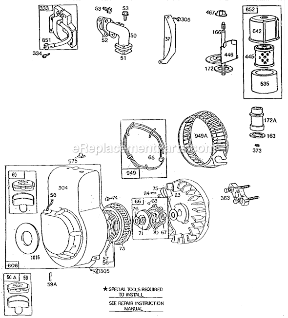 Page B Diagram and Parts List for 82400SERIES  Briggs and Stratton Engine